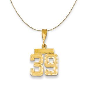 14k Yellow Gold, Varsity, Sm D/C Necklace Number 39 - 16 Inch